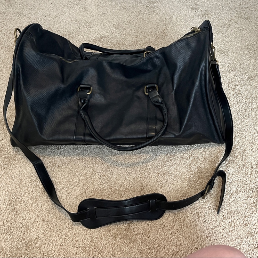 Black Leather Duffle Bag